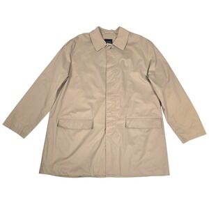 Brooks Brothers Trench Coat Tan Cotton Sz Large Hidden Buttons Long Beige Jacket